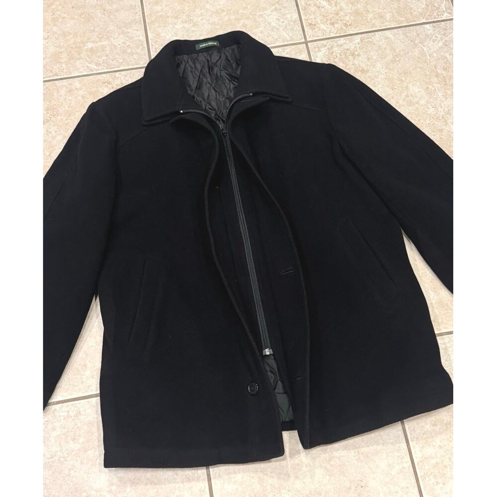 LAUREN RALPH LAUREN Mens Cashmere Blend Black Coat Jacket 44